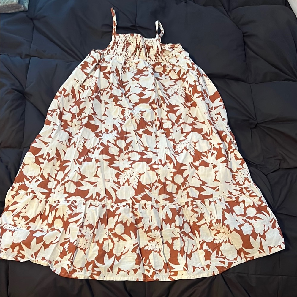Cat & Jack White and Brown Ruffled Sundress